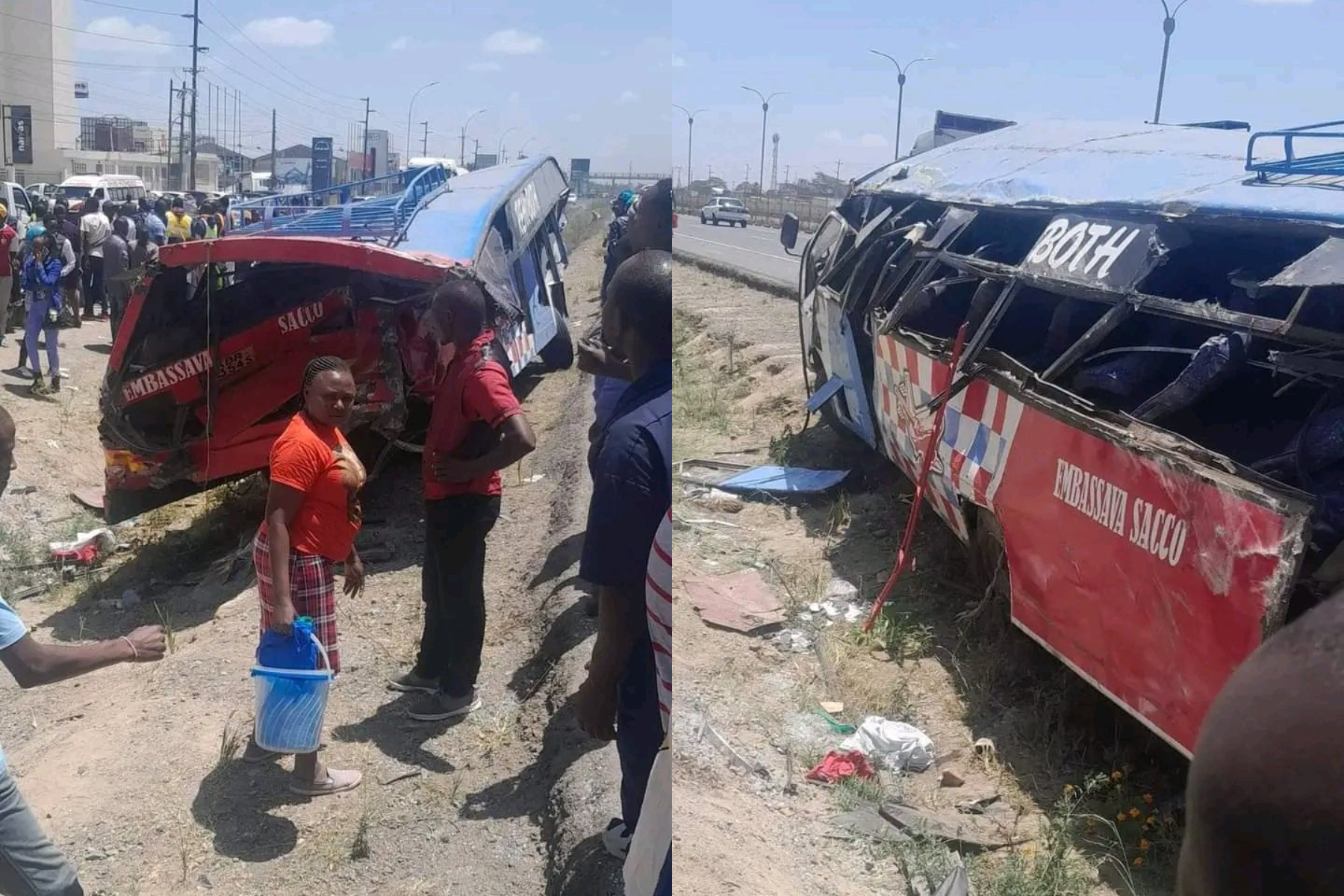 Photocollage of an Embassava bus involved in a road accident on Monday February 12.